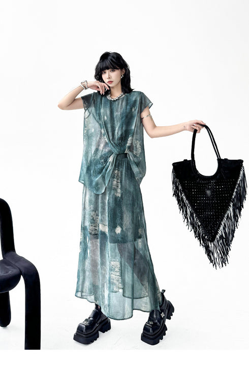 Black Mesh Layered Skirt